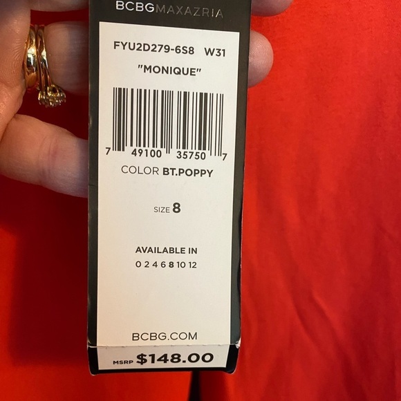 BCBG MAXAZRIA Pants. Dress slacks in Tangerine. NWT. Size 8 - Picture 5 of 7